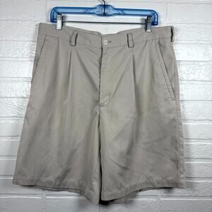 Nike Golf Shorts Mens 36 Beige Dri-Fit Pleated 9.5" Inseam Chino Summer Outdoor